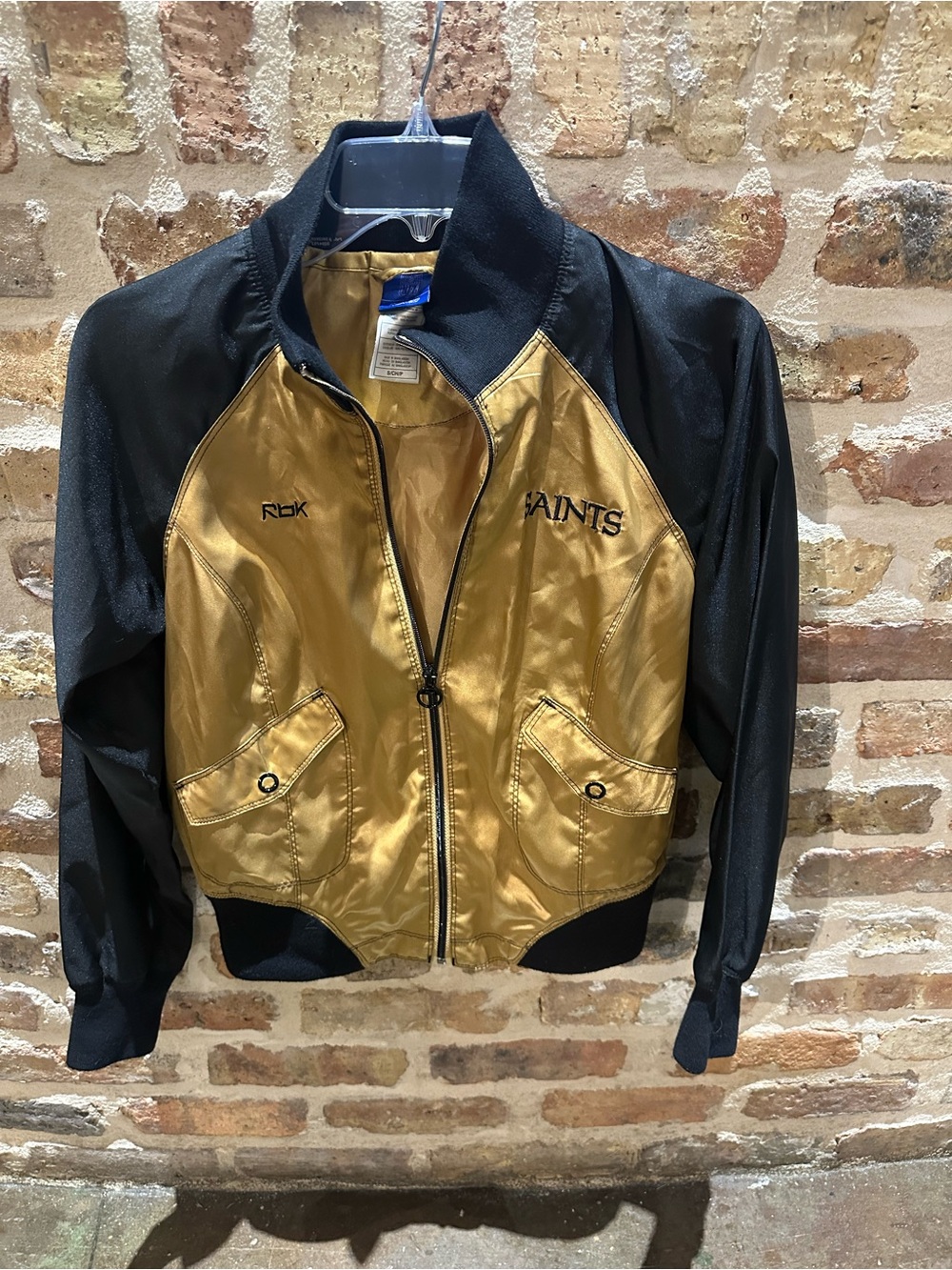 Saints Reebok Gold and Black Bomber Jacket
